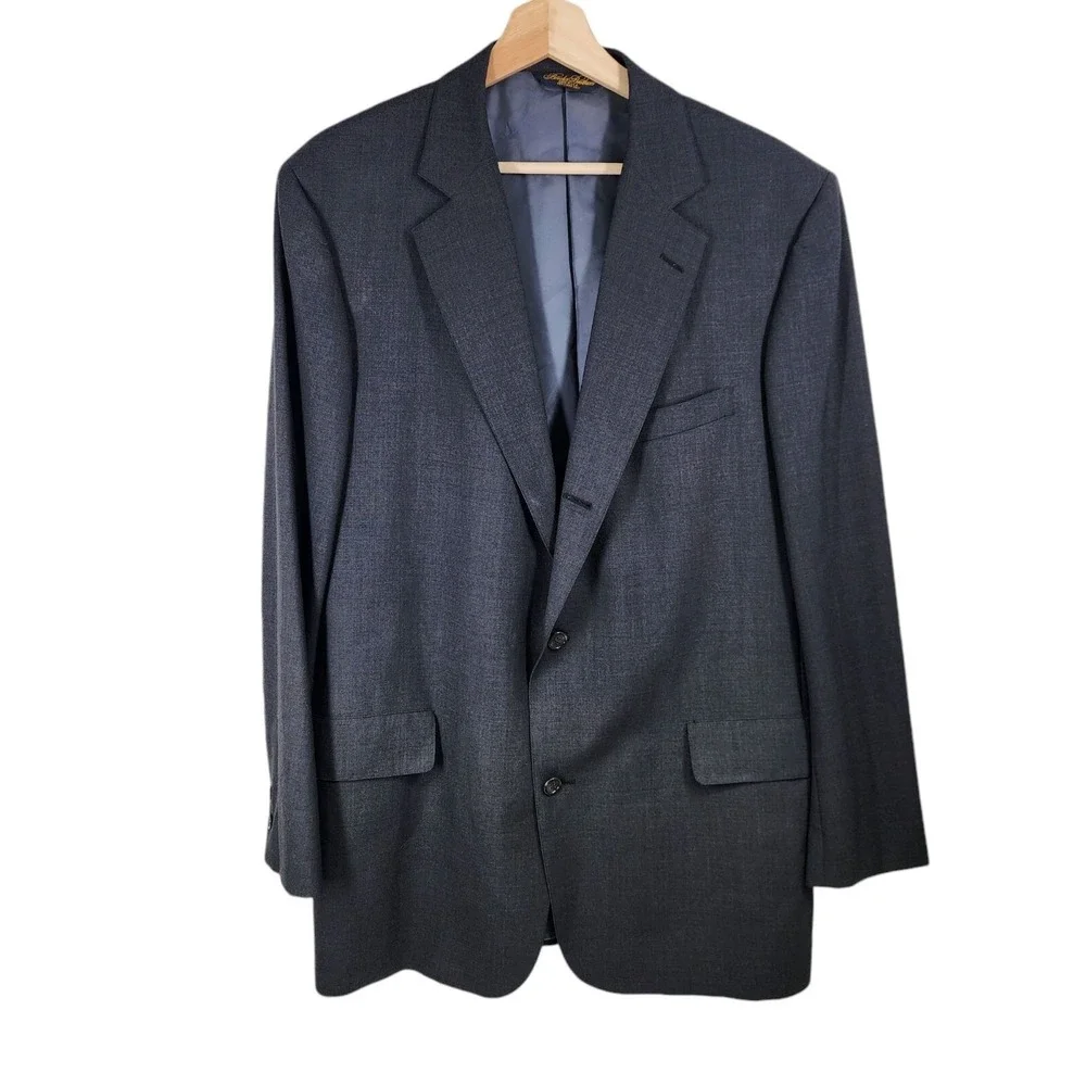 Brooks Brothers Blazer Mens 43L Gray Brooksease‎ Wool Two Button Sport Coat